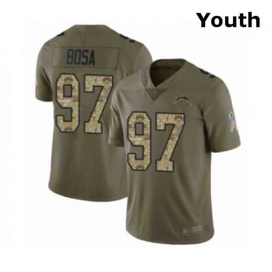 Youth Los Angeles Chargers 97 Joey Bosa Limited Olive Camo 2017 Salute to Service Football Jersey